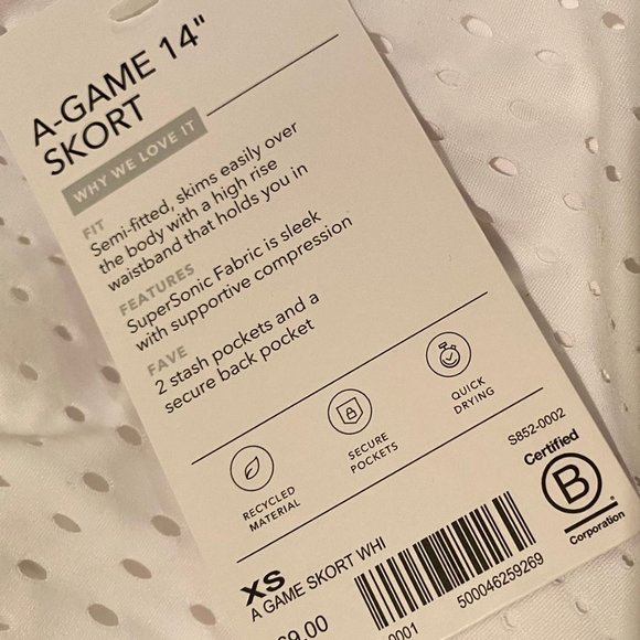 Athleta A-Game Skort 14" White - Picture 7 of 11